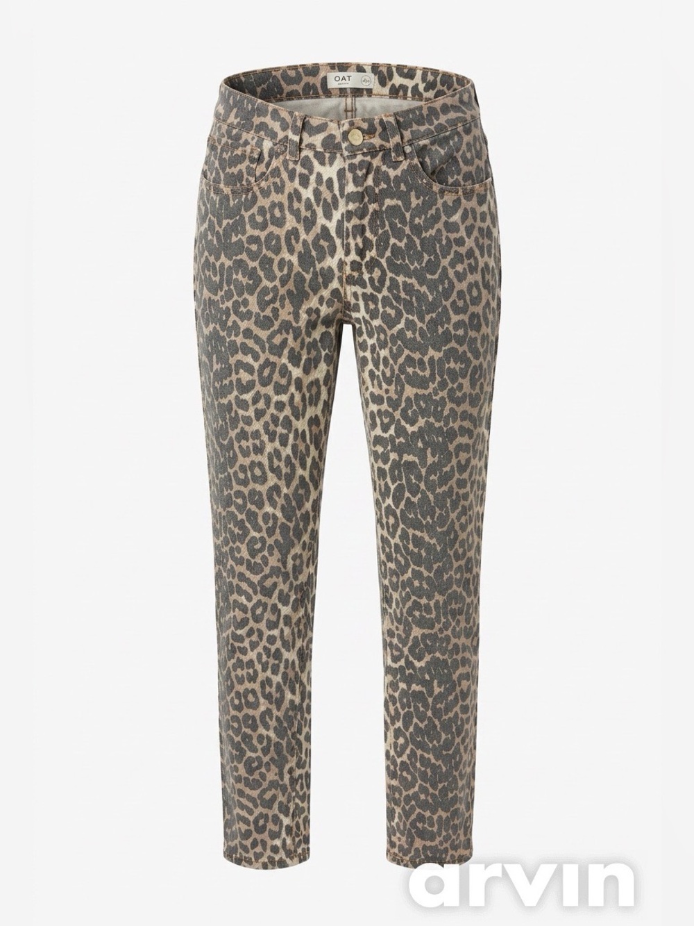 OAT New York Leopard Print Straight Leg Jeans - Size 6/28